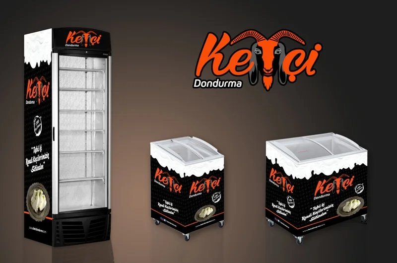 Ketçi Ice Cream freezer and point-of-sale graphics